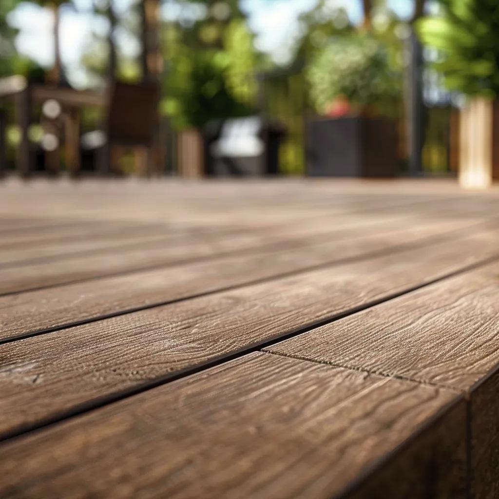 Close-up of Deckorators mineral-based composite decking materials, highlighting durability and texture