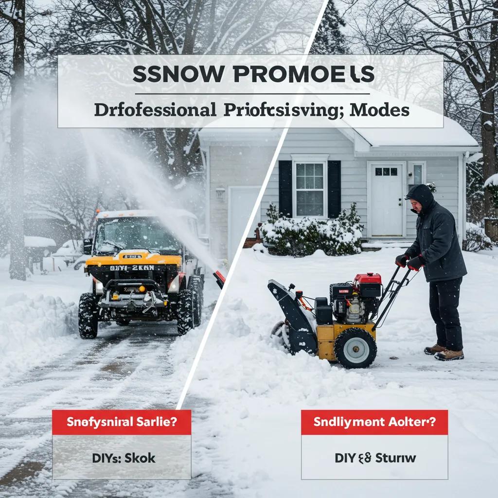 A visual comparison of DIY snow removal versus professional services, illustrating different pricing models for snow clearing