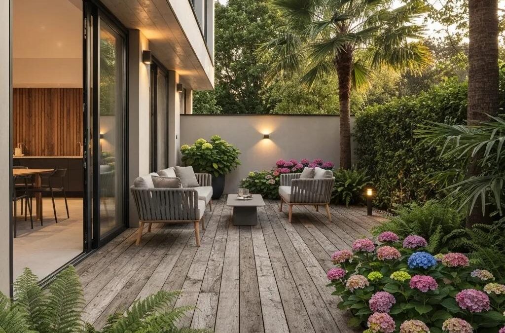Stylish outdoor living space with modern deck design and eco-friendly materials
