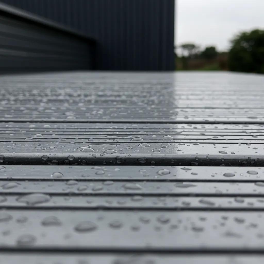 Close-up of a durable aluminium deck surface highlighting its weather resistance